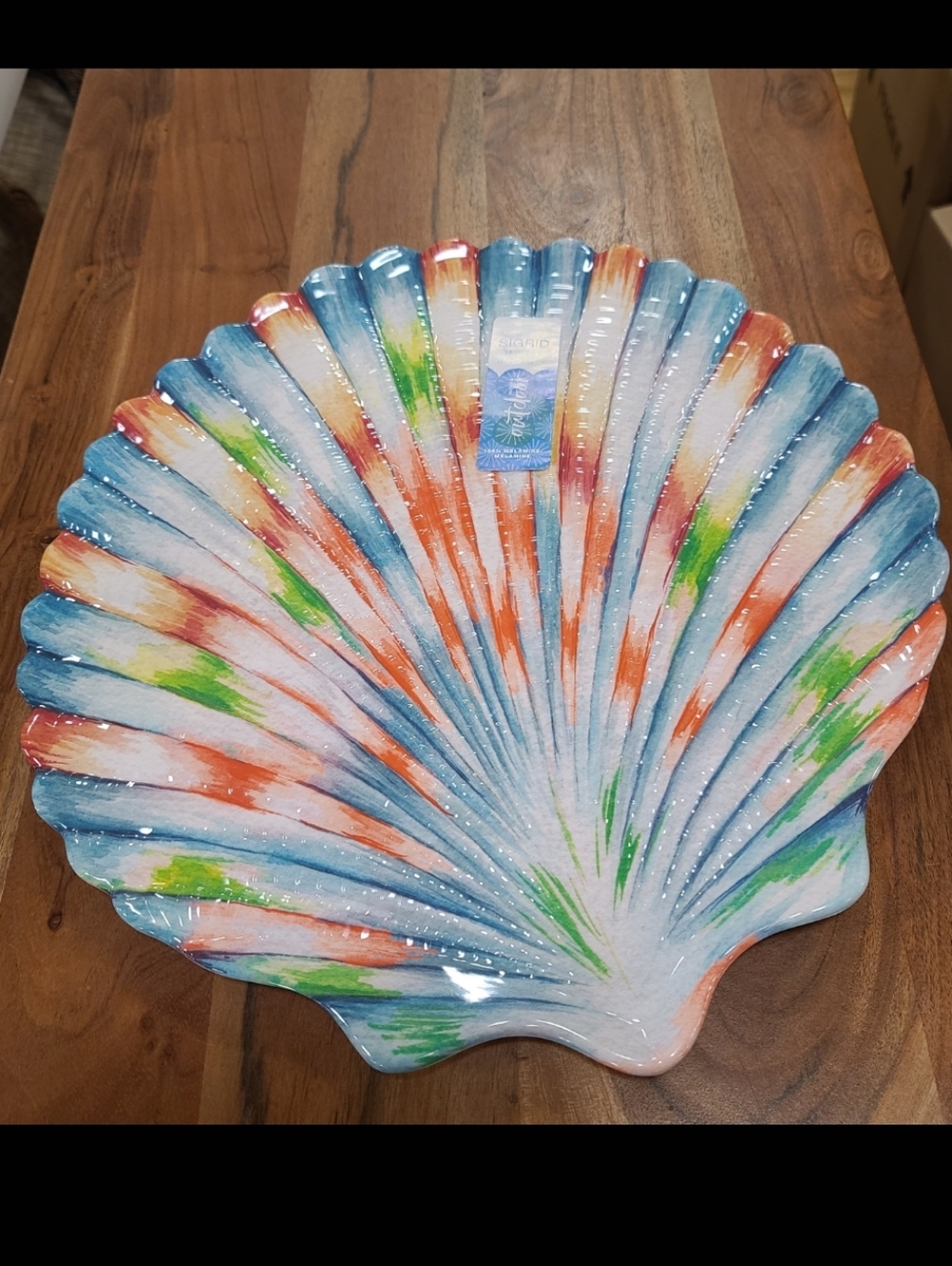 Large 17" Sigrid Olsen Colorful Scalloped Seashell Melamine Serving Platter Tray